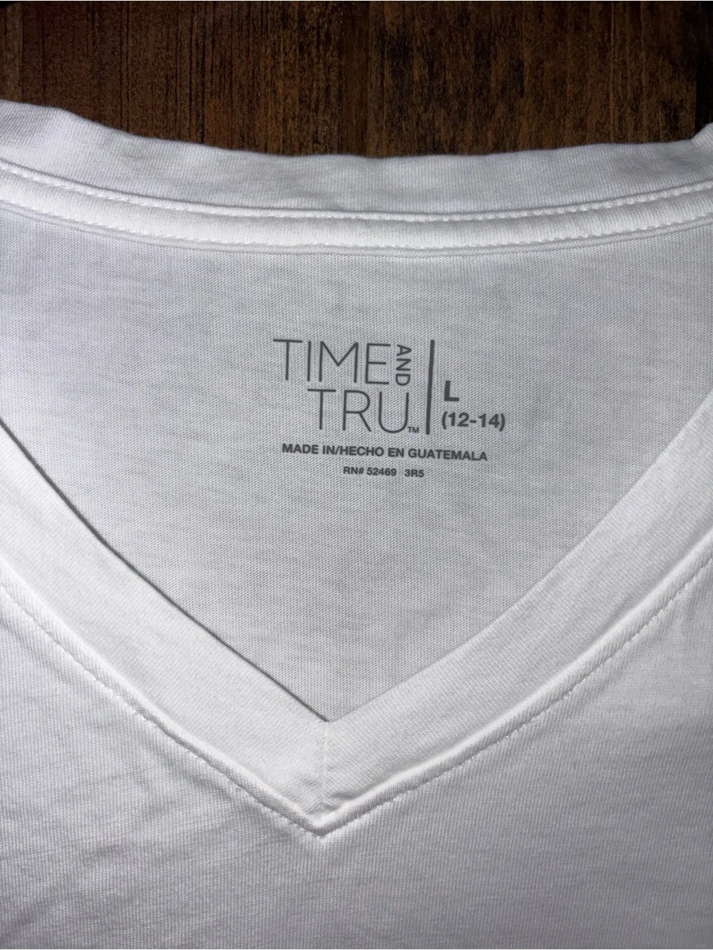 NWOT Time and Tru White V-Neck Short Sleeve Tee - Picture 2 of 3